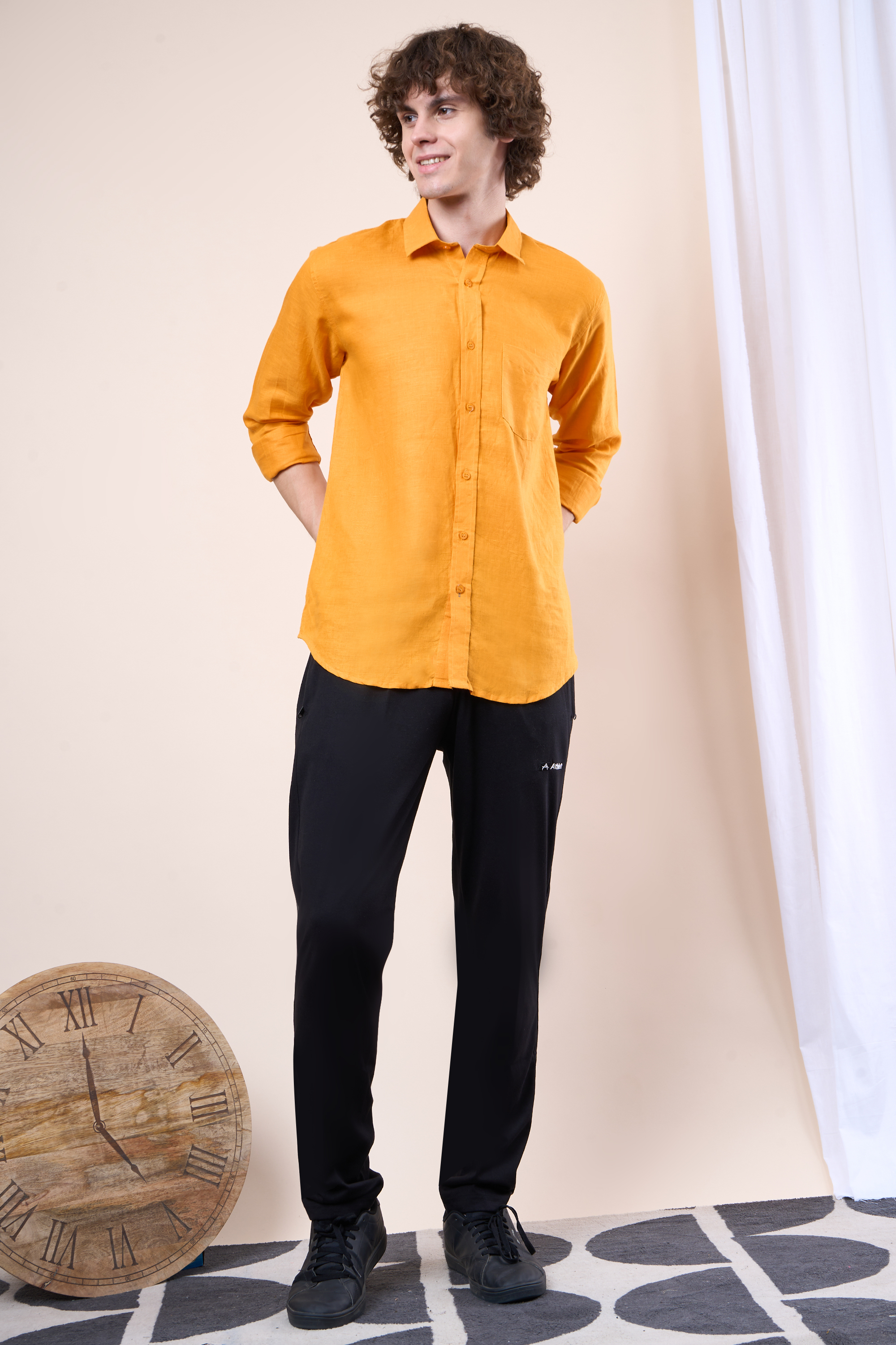 Black Royal Elephant  Printed Halfsleeves Cotton Shirt